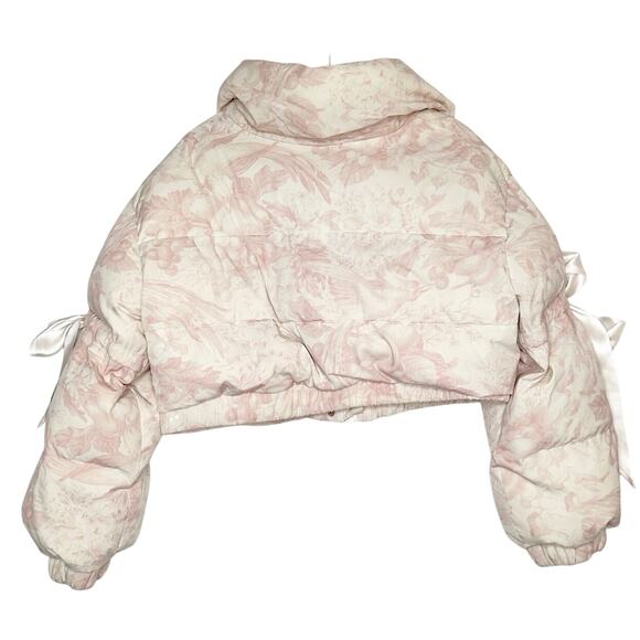 Selkie The Castle Marshmallow Puffer Crop Coat Jacket Cream Pink Size Small - Picture 5 of 8